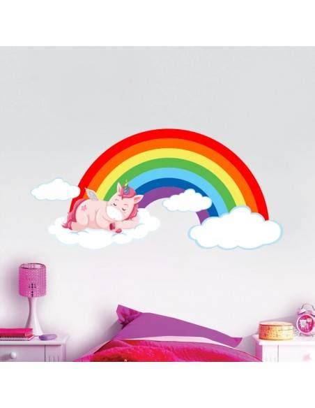 Sticker Licorne Arc En Ciel Nuages Stickers Chambre Fille