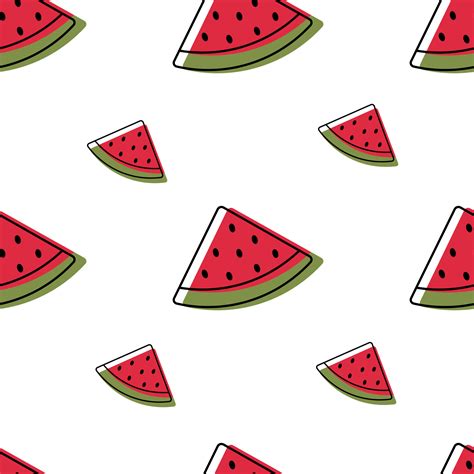 Seamless Watermelon Slice Pattern Watermelon Slices On White Background