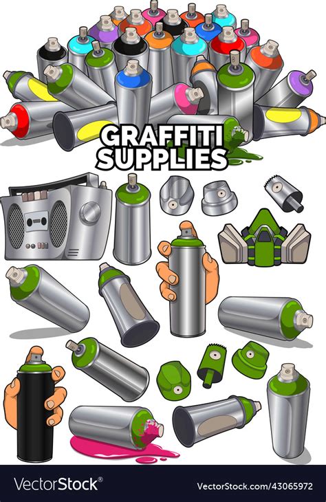 Graffiti art supplies - graphic design mega Vector Image