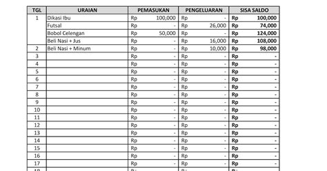 Contoh Buku Kas Kelas Per Minggu Di Buku Tulis Berbagai Buku Riset