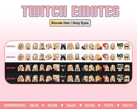 Twitch Emote Blonde Hair Girl Emote Twitch Emote Pack Anime Emote Cute Emotes Chibi Emotes