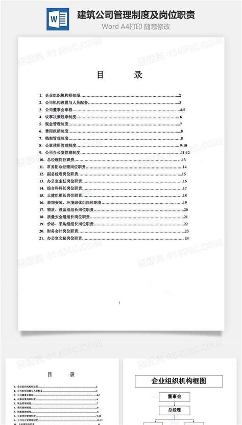 建筑公司管理制度及岗位职责word文档word模板免费下载编号qz7pajg3z图精灵