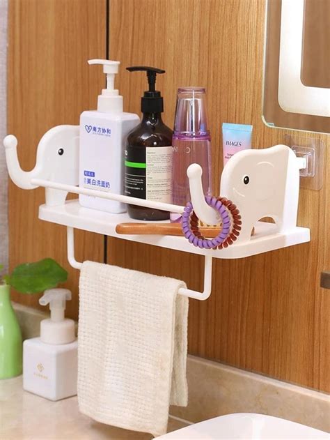 Creative Bathroom Shelf Wall Mounted Villain Storage Shelf With Hooks