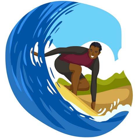 Um Homem Surfando Em Uma Onda Um C Rculo Azul Que Diz Surf