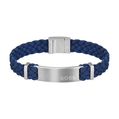 Bracelet BOSS Acier Cuir Bleu 17 5 Cm MATY