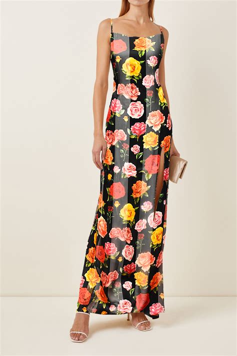 Шифон деворе черный в полоску и с розами (10337) - Alta Moda