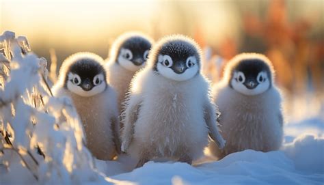 Premium AI Image | Cute small animals in snow looking at camera playful ...