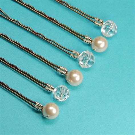 Pearl Bobby Pins Crystal Bobby Pins Mixed Set Swarovski Mm Ivory