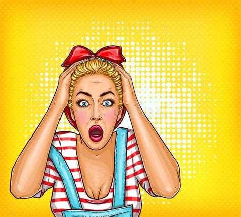 Blonde Woman Shocked By Pop Art Comic Style Surprise Stock Illustration Illustration Of Highly