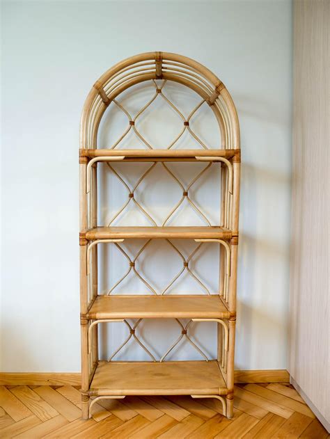 Rattan Shelf Vintage Rattan Bamboo Shelf Rattan Bookshelf Etsy