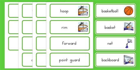 Basketball Vocabulary Cards (teacher made)