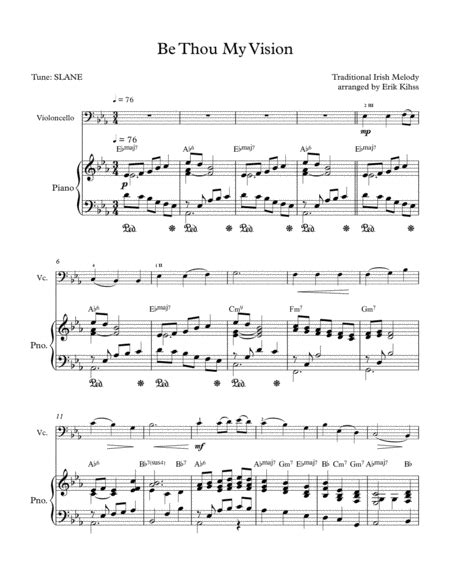 Be Thou My Vision Cello Piano Duet Arr Erik Kihss Sheet Music