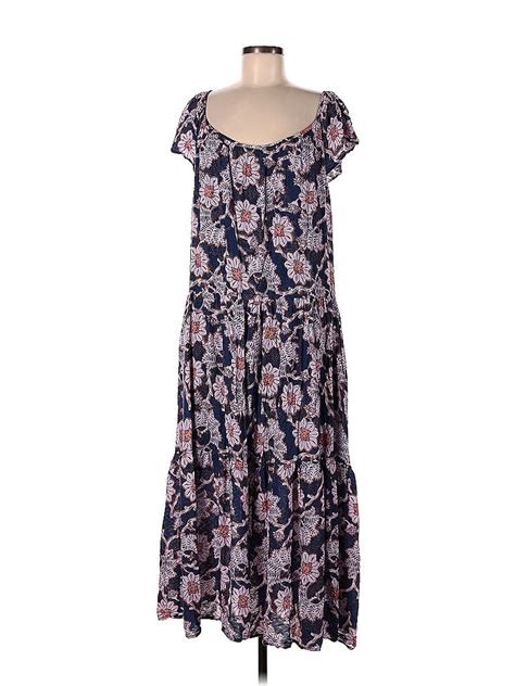 Knox Rose Floral Motif Paisley Floral Blue Cocktail Dress Size L 34