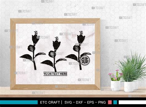 Hibiscus Monogram Hibiscus Silhouette Hibiscus Svg Tropical Flower