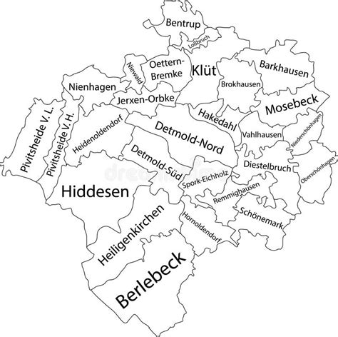 Distretti Con Marca Bianca Mappa Della Germania Di Detmold