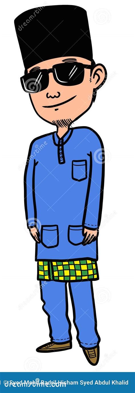 Boy or Man Wearing Baju Melayu Stock Illustration - Illustration of ...