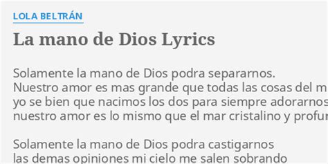 LA MANO DE DIOS LYRICS by LOLA BELTRÁN Solamente la mano de