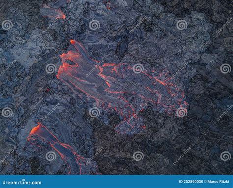 Lava Flow from Volcano from Above Stock Photo - Image of graphic ...