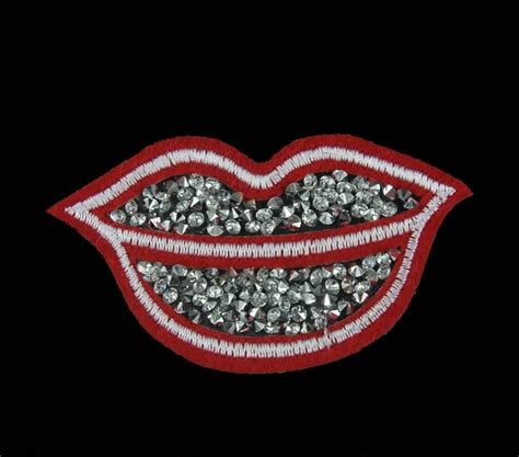 Pcs Lot Wholesale Punk Red Lips Rhinestone Diamante Transfer Iron On