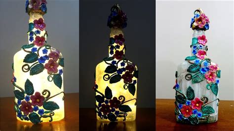 Diy Glass Bottle Craft Idea Glass Bottle Lamp Youtube