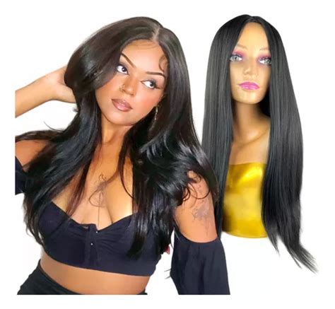 Peruca Lace Wig De Fibra Orgânica Cabelo Liso Longo 70cm MercadoLivre