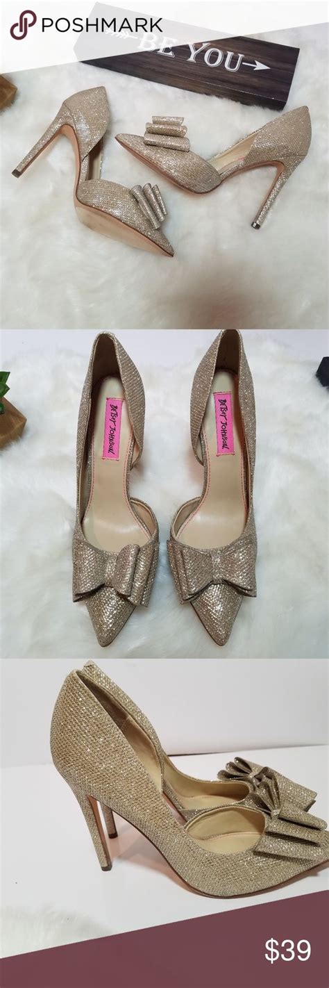 Betsey Johnson Dorsey Glitter Heels Gold 75 Gold Glitter Heels