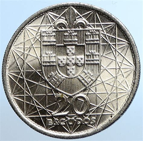 1966 PORTUGAL Opening SALAZAR BRIDGE Antique Old Silver 20 Escudos Coin