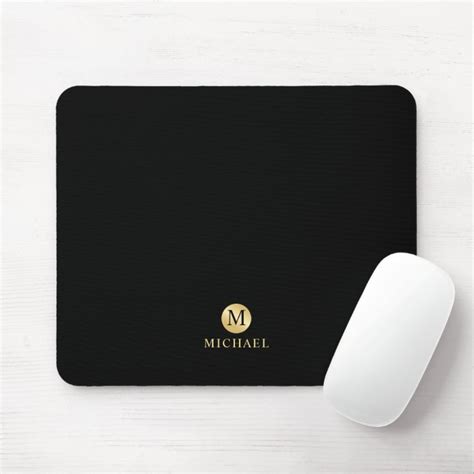 Luxury Black And Gold Personalised Monogram Mouse Pad Au