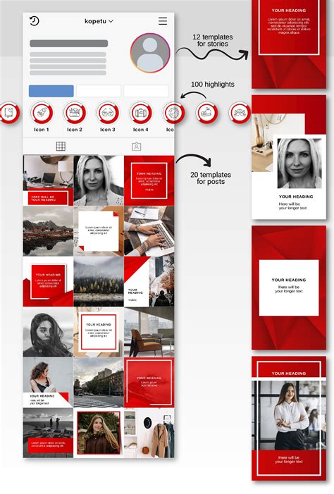 Bright red instagram templates | Instagram template, Instagram feed ...