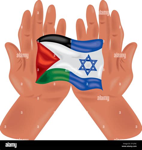 Palestine And Israel Flags In Hands Protecting Stock Vector Image Art