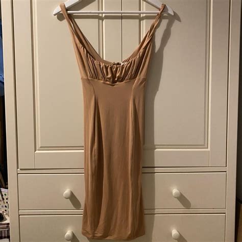 OH POLLY Nude MIDI Dress Size Brand New Still Depop
