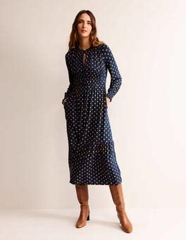 Rosanna Long Sleeve Tea Dress French Navy Spot Boden Uk