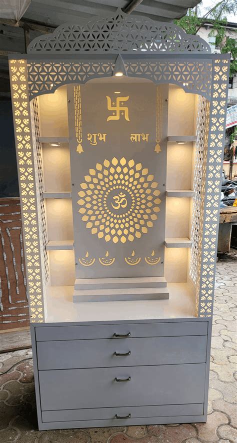 elegant acrylic mandir design  home om backlit corian temple
