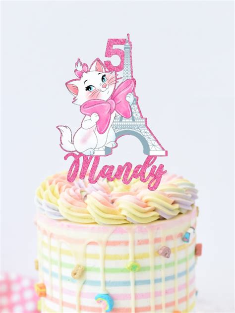 Cake Topper Marie Aristocats Themed Personalized Name Etsy