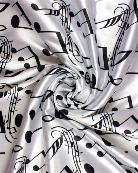 Satin Notes De Musique Blanc Tissushop