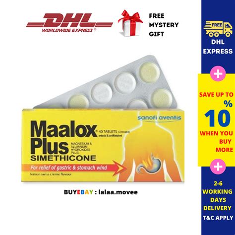 5 X 40 Tablets Maalox Plus Simethicone For Relief Of Gastric And Stomach