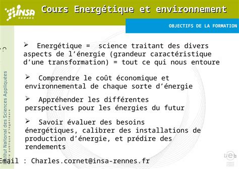 PPT OBJECTIFS DE LA FORMATION Cours Energétique et environnement