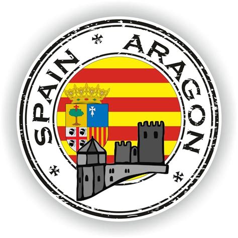 Spain Aragon Seal Sticker Round Flag For Laptop Book Fridge Guitar