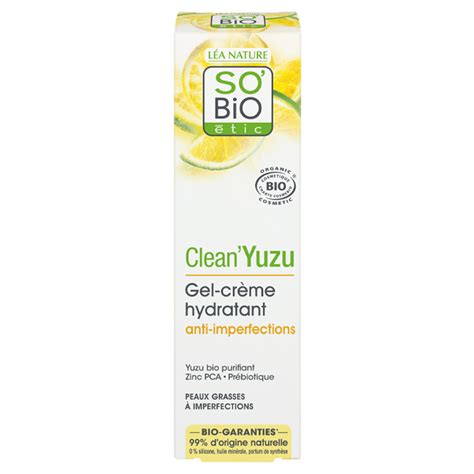 Clean Yuzu Gel Cr Me Hydratant Anti Imperfections Ml So Bio Tic