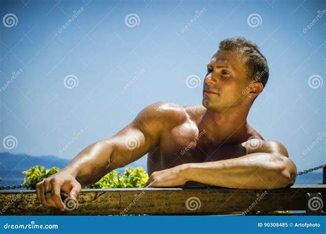 Handsome Muscular Shirtless Hunk Man Outdoor Stock Image Image Of Caucasian Naked 90308485