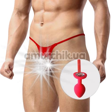 Трусы мужские с анальной пробкой Art of Sex Joni Sexy Panties With Silicone Plug L красные