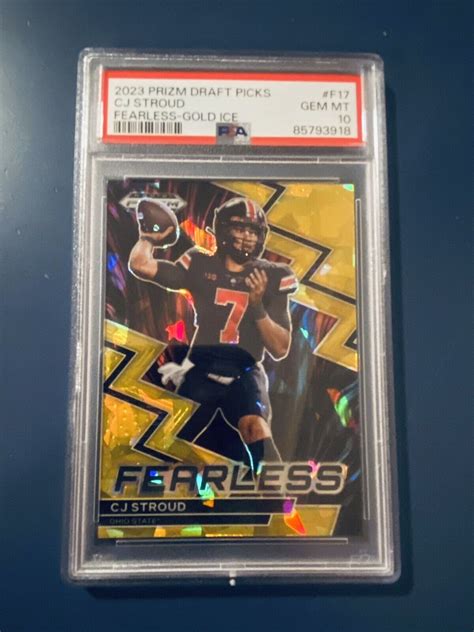 Cj Stroud Panini Prizm Draft Picks Fearless Gold Cracked Ice Psa