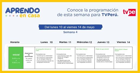 Horario Oficial De Radio Y TV Semana 04 Del 10 Al 14 De Mayo