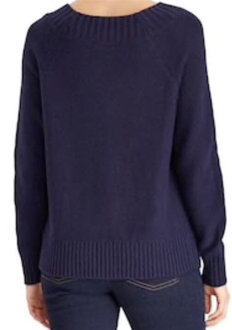 Nwt Womens Chaps Cable Knit Crewneck Sweater Large Blue Ebay