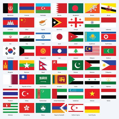 All Flags Of The Countries Of The Asia Stock Illustration - Download ...