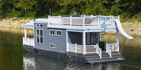 Blue Tiny Houseboat