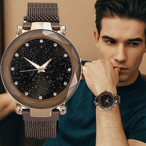 Dazone Luxury Women Men Starry Sky Watch Magnet Strap Buckle Female