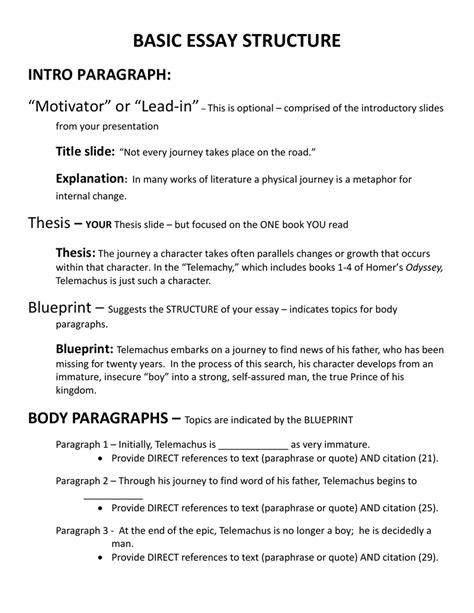 Basic Essay Structure Intro Paragraph