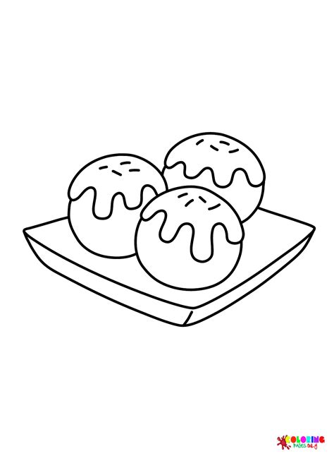 Cute Takoyaki Japanese Food Coloring Page Free Printable Coloring Pages