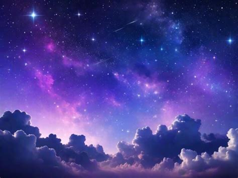 Premium Photo A Neon Night With Stars And Clouds